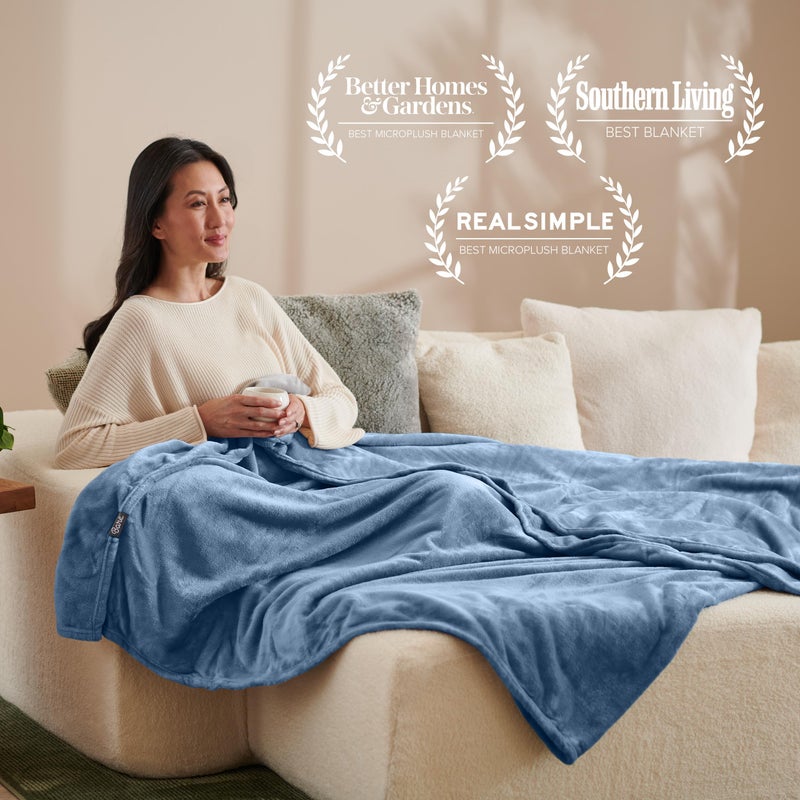 Bare Home Fleece Blanket - Twin/Twin Extra Long - Ultra-Soft Lightweight for Bed, Sofa, and Couch - Luxury Microplush - Cozy Warm Blanket (Twin/Twin XL, Coronet Blue) - Image 5